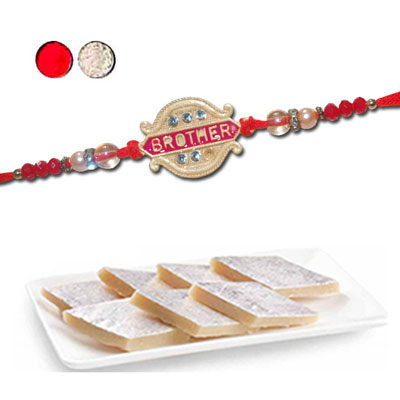 "Rakhi - FR- 8560 A (Single Rakhi), 250gms of Kaju Kathili - Click here to View more details about this Product